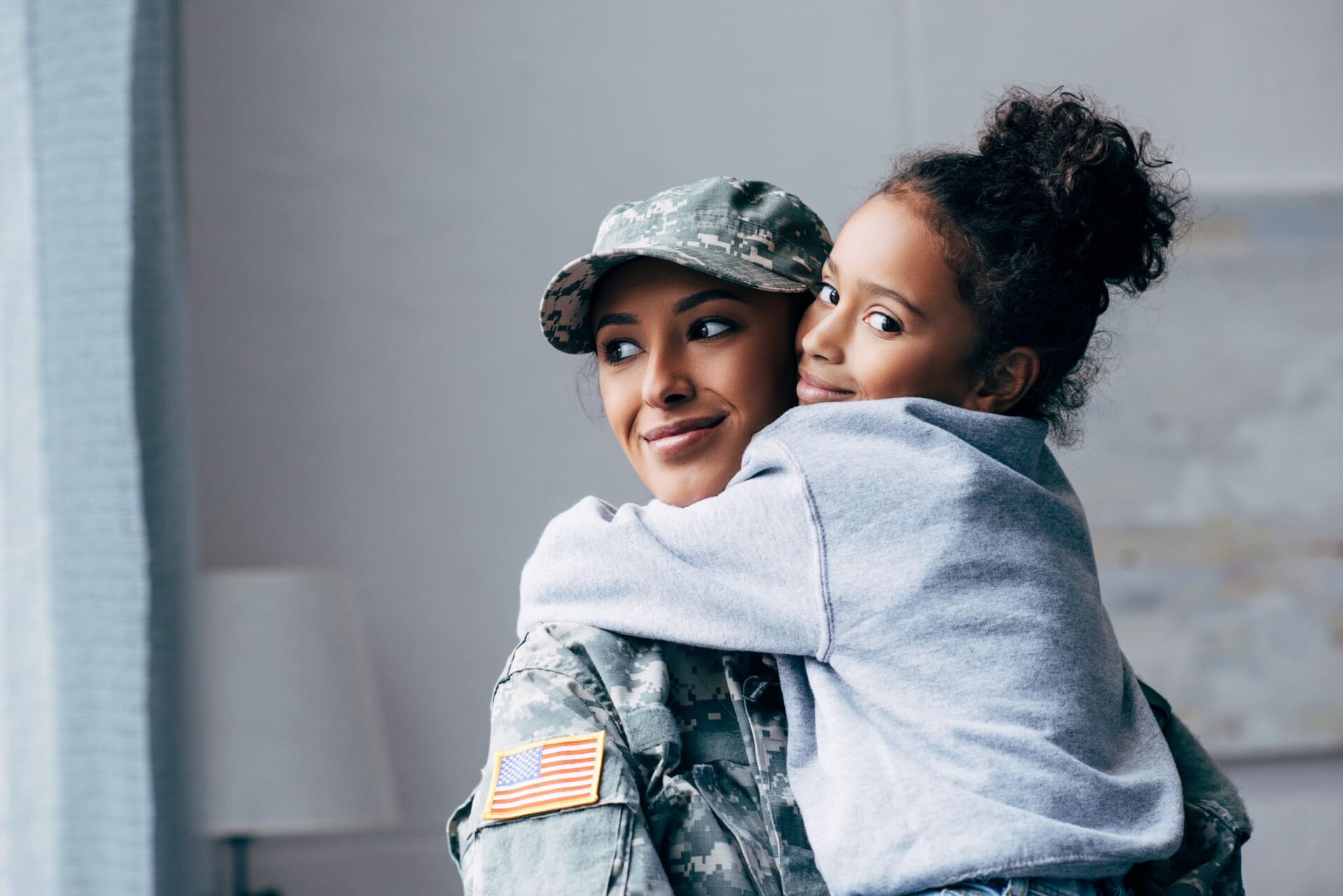 Mother and daughter smiling photo