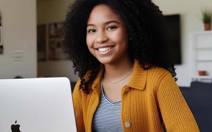 Student with her laptop
